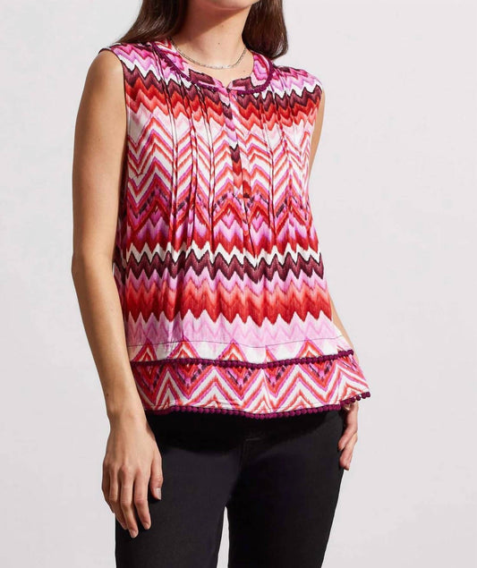 Tribal - Sleeveless Blouse With Tuck Pleats