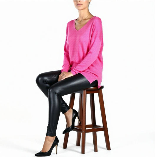 Caroline Grace - Cotton Cashmere V Neck Tunic Sweater