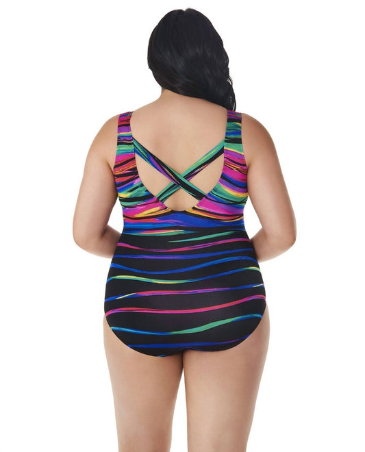 Longitude - X-back One Piece Swimsuit - Plus