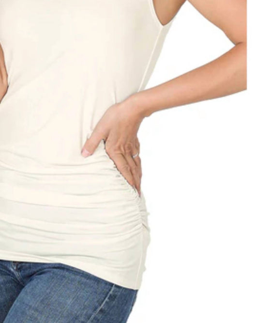 Zenana - Ity Side Ruched Sleeveless Top