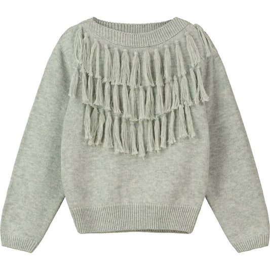 Poppet & Fox - Long Line Fringe Knit Sweater