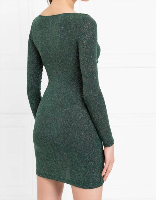 Kikiriki - Glitter Long Sleeve Cut Out Mini Dress