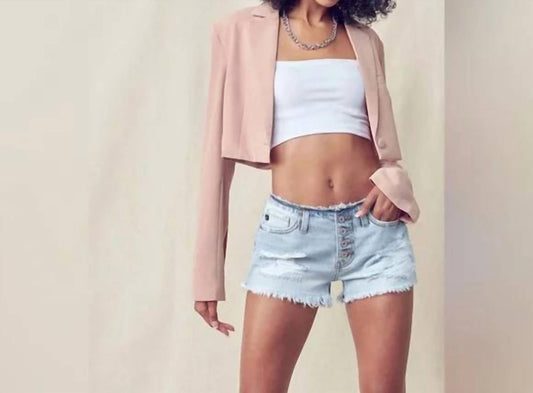 Kancan - Low Rise Distressed Button Fly Shorts