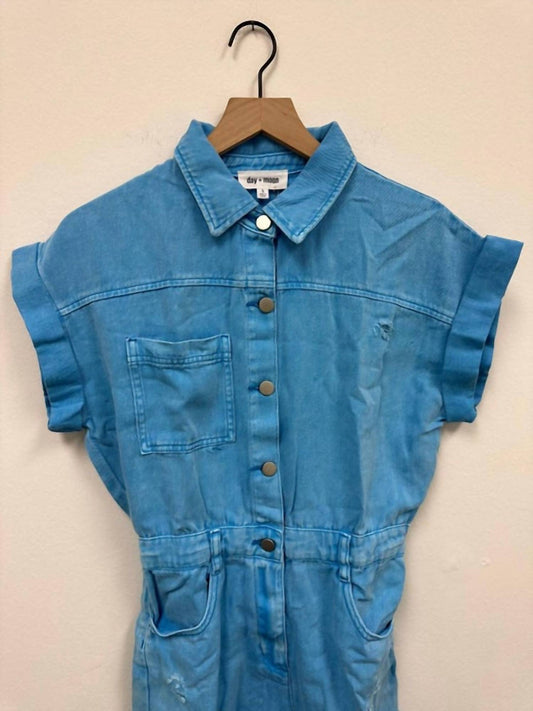 Moda Borboleta - Denim Button-up Romper