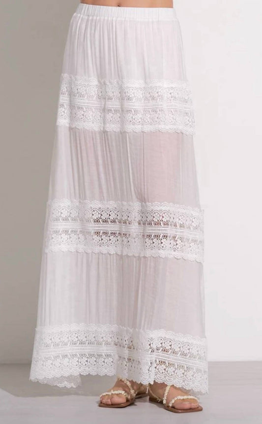 Elan - Crochet-lace Tiered Maxi Skirt
