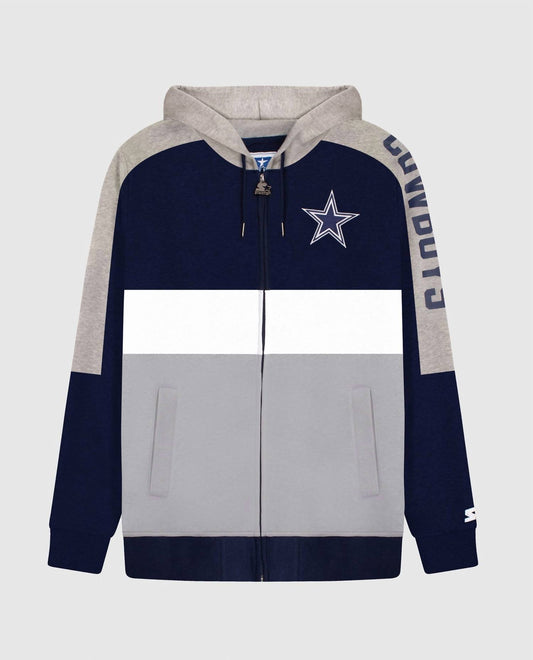 Starter - Men's Dallas Cowboys Zip-front Colorblock Hoodie