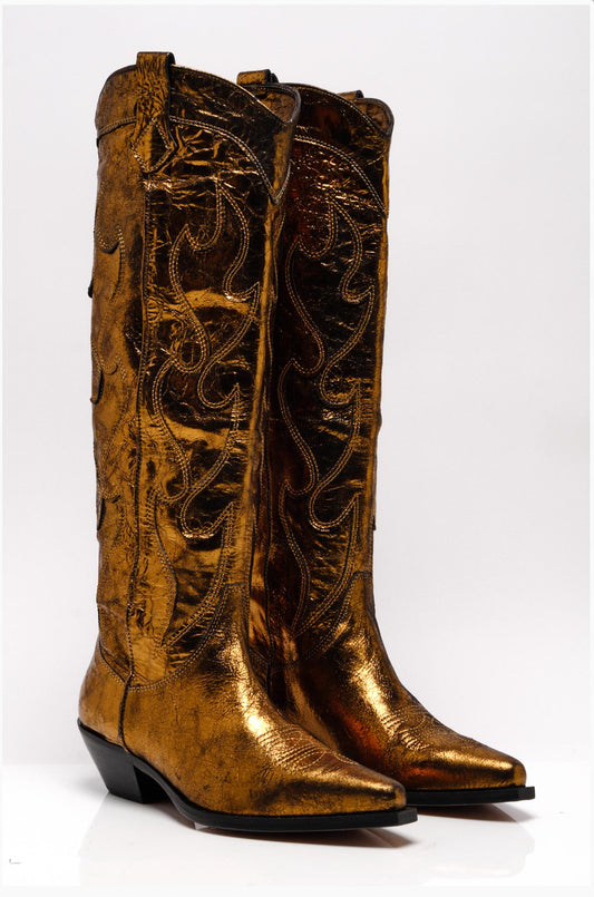 Free People - Women's Moody Tall Metallic Cowboy Boots