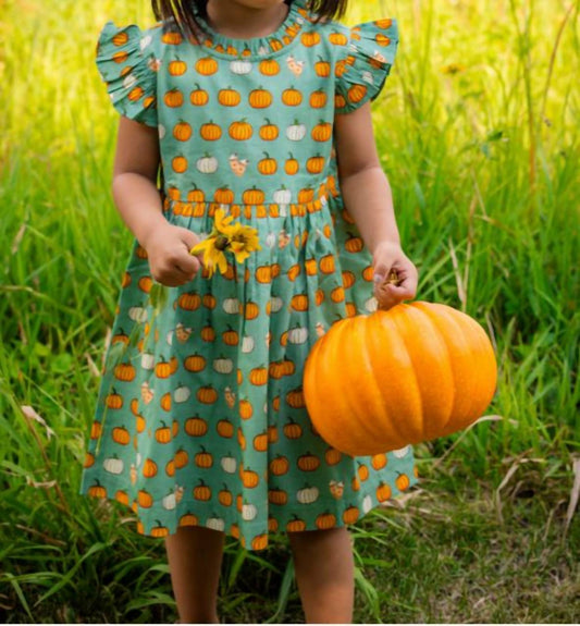 Tuktuk Designs - Girl's Pumpkin Spice Ruffle Dress