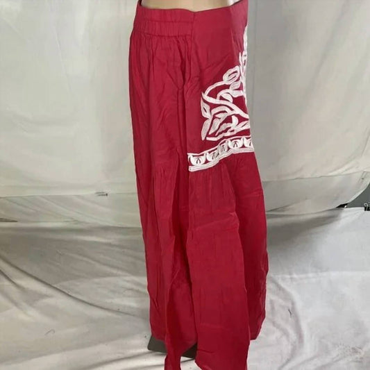 Chakeris - Women's Floral Embroidered Midi Skirt