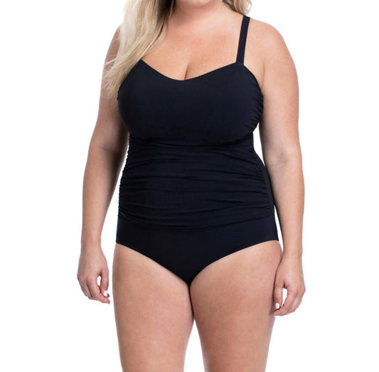 Profile By Gottex - Plus Size Scoop Neck Shirred One Piece Swimsuit