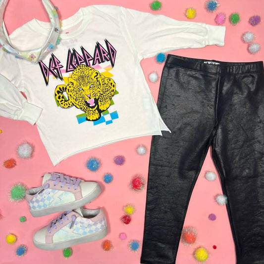 Mia - Girl's Crackle Leatherette Leggings