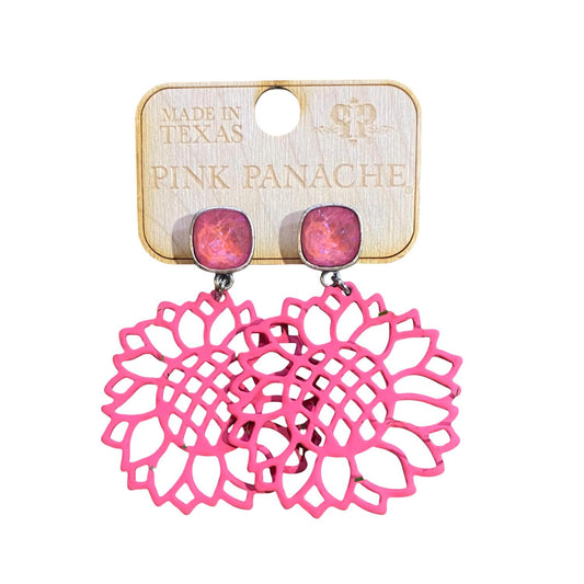 Pink Panache - Sunflower Drop Earrings