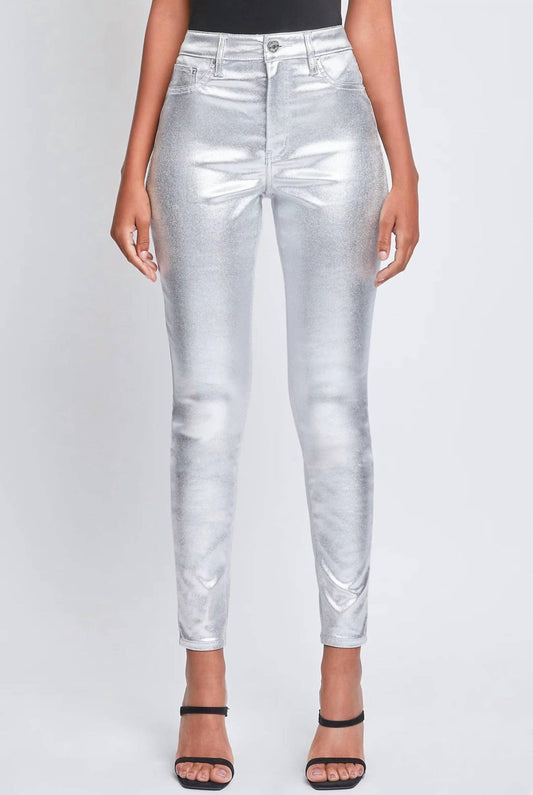 Ymi - High Rise Metallic Skinny Jeans