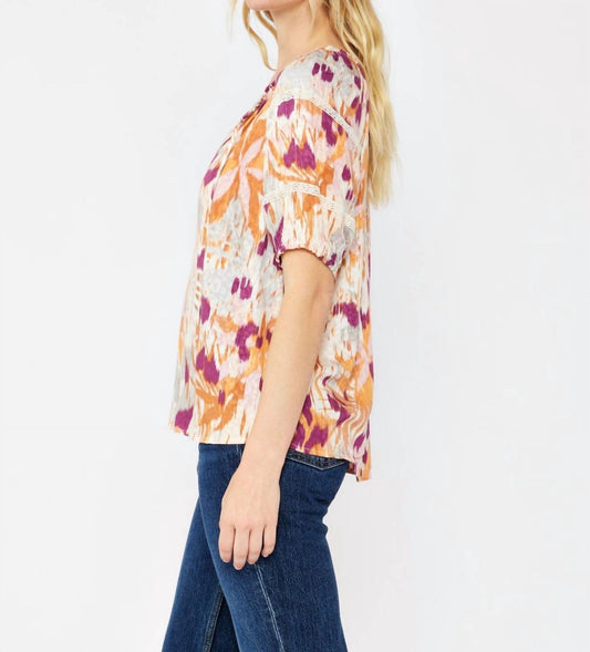 Lovestitch - Lace-trimmed V-neck Top