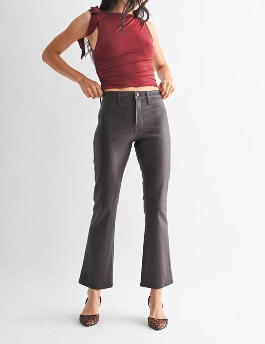 Just Black Denim - Coated Slim Cropped Bootcut Jeans