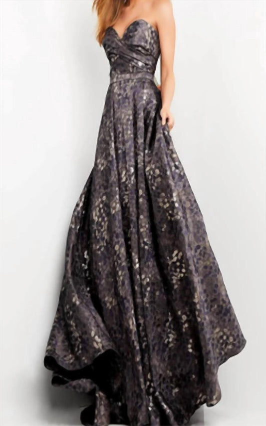 Jovani - Strapless Jacquard Ballgown