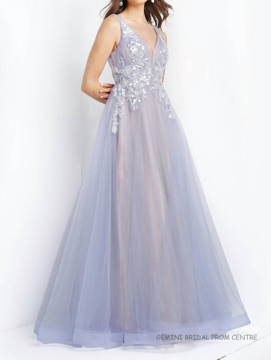 Jovani - Sequin Long Plunging Neck Dress
