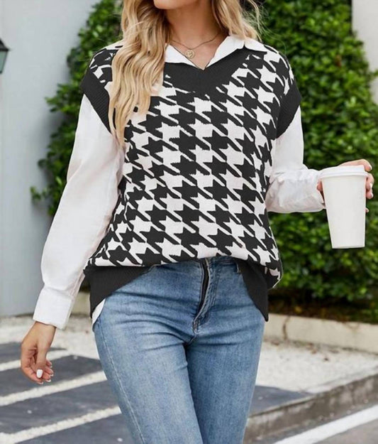 Lily Clothing - Plaid Loose Sleeveless Sweater