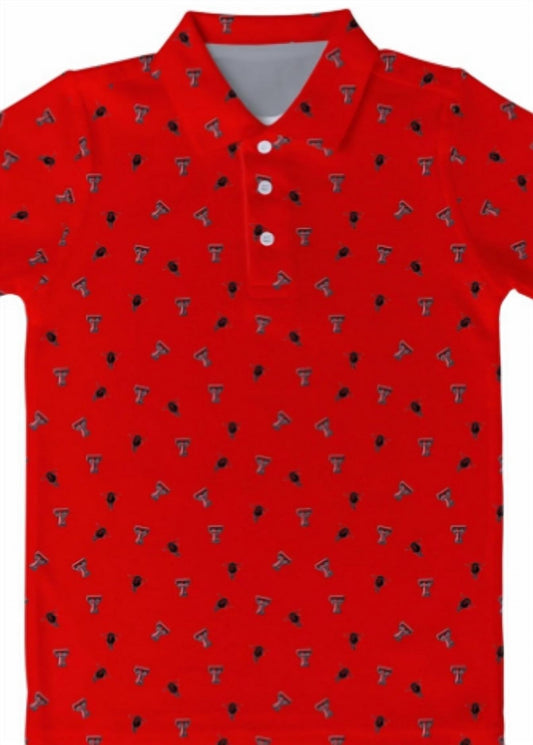 Vive La Fete - Boy's Texas Tech Raiders Logo Short Sleeve Performance Polo Shirt