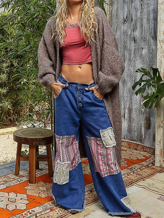 Pol - Oversized Rolling Edge Detail Open Front Cardigan Sweater