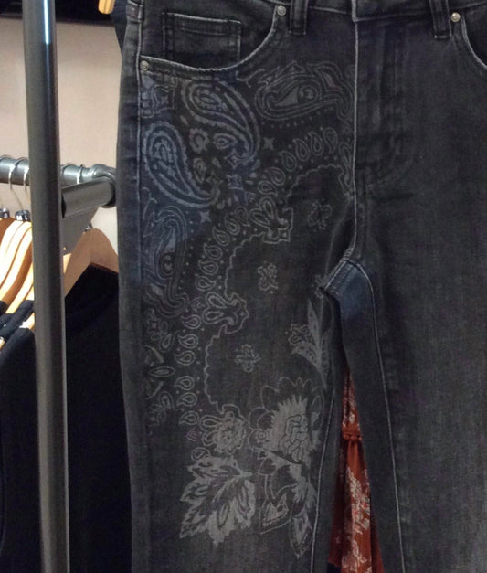 Charlie B - Women's Printed Embroidery Denim Pants