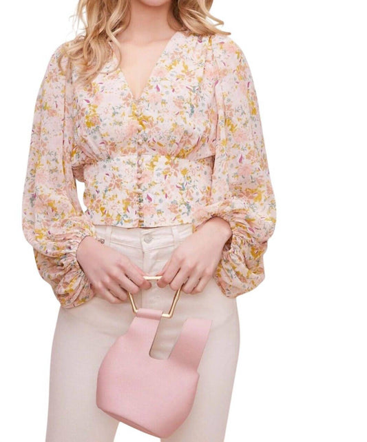 Astr - Volume Sleeve Floral Top