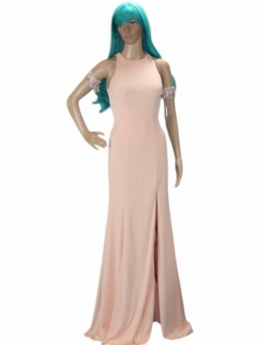 Jovani - Women's Elegant Halter Neck Sleeveless Maxi Dress