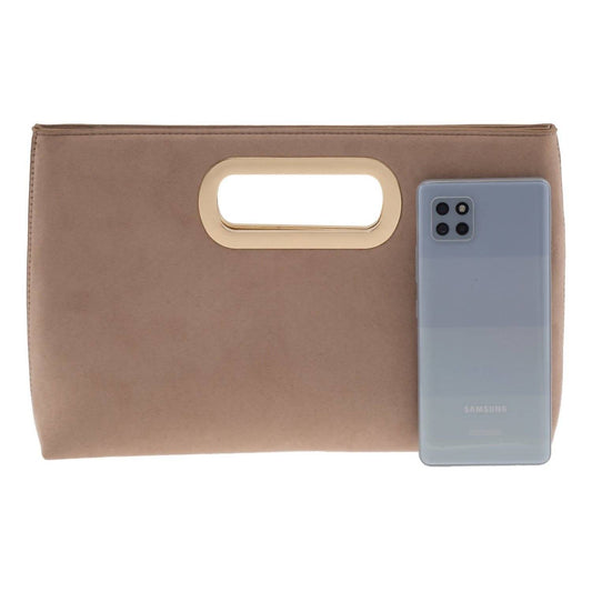 Jnb - Women's Celeste Top Handle Faux Suede Clutch