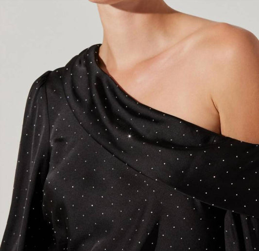 Astr - Ellen Satin Rhinestone One Shoulder Top