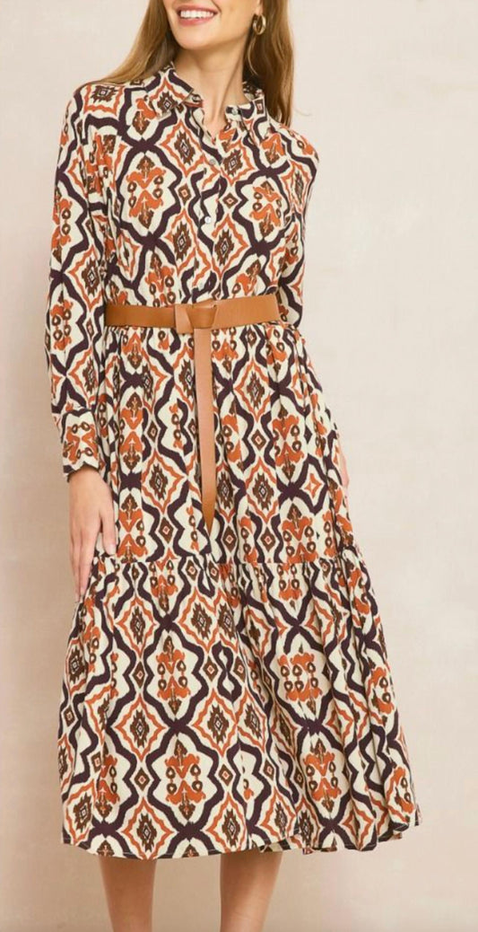 Entro - Rust Button Dress
