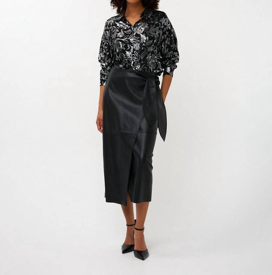 Esqualo - Pu Belted Midi Skirt