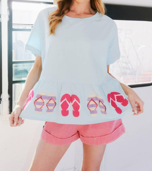 Fantastic Fawn - Flip Flop Sequin Peplum Tee