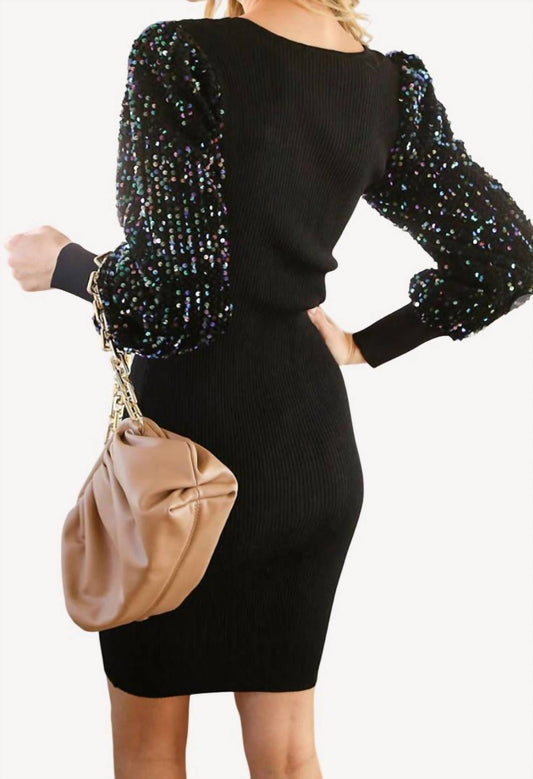 Vine & Love - Bodycon Sequin Sleeve Dress