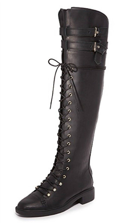 Joie - Women's Over The Knee Lace Up Leather Military Boots