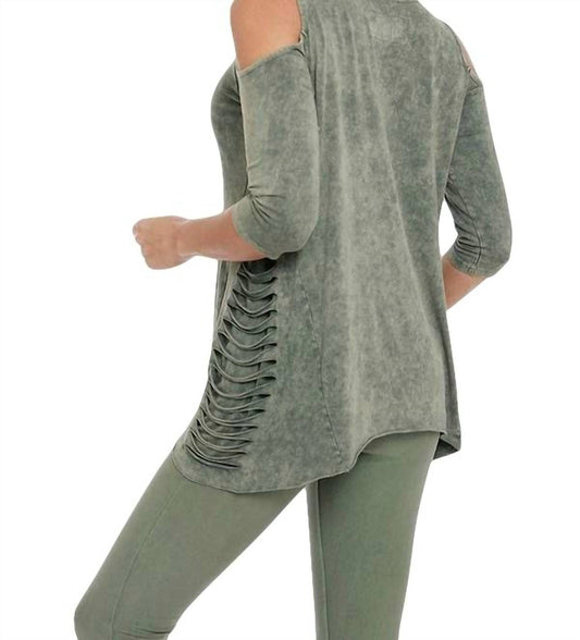 3/4 Sleeve Cold Shoulder Top