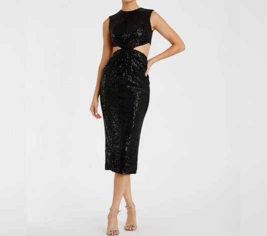 Mac Duggal - Sequin Cutout Midi Dress