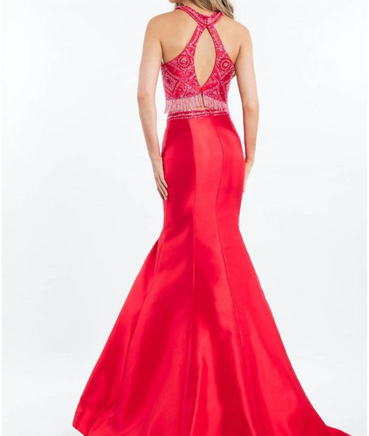 Rachel Allan - Two-piece Beaded Mikado Prom Gown