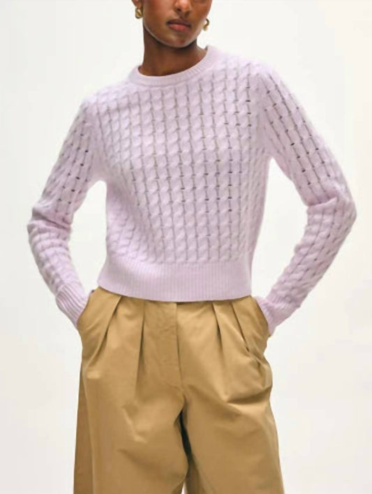 White + Warren - Cashmere Cable Knit Shadow Shrunken Crew Sweater