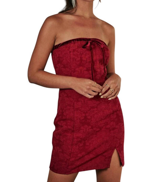 Blue Blush - Jacquard Tube Mini Dress with Velvet Contrast