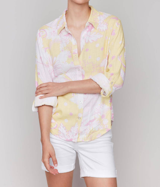 Charlie B - Printed Rollup Long Sleeve Shirt