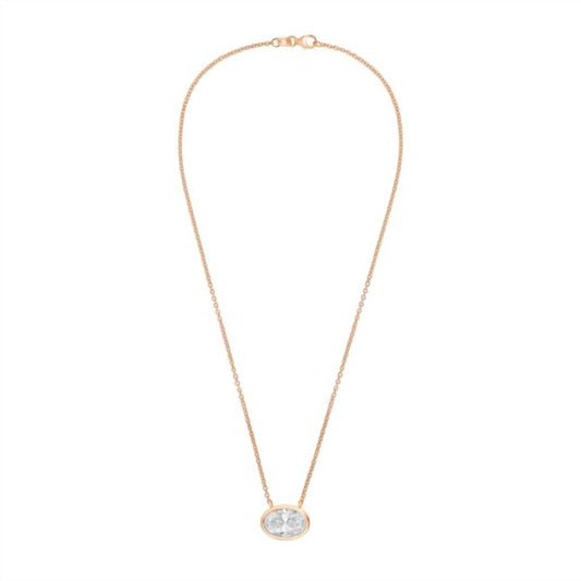 Diana M Jewels - Women's East West Oval Bezel Lab-grown Diamond Pendant Necklace (15.00 Ctw)