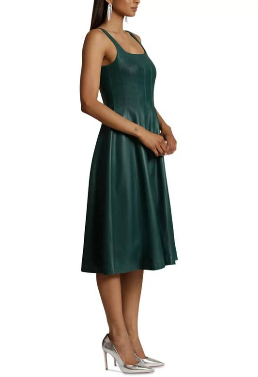 7 For All Mankind - Faux Leather Square Neck Sleeveless Midi Dress