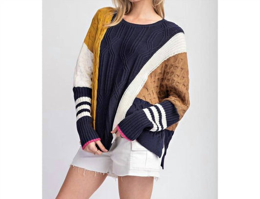 Ee:Some - Color Block Long Sleeve Sweater