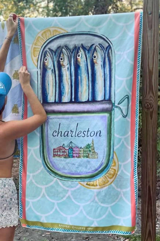 Brooke Callery Art - Charleston Sardines Beach Towel