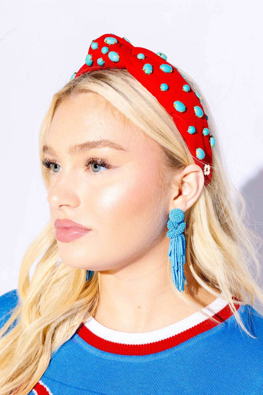 Hello Edie - Knot Headband With Stone Embellishments