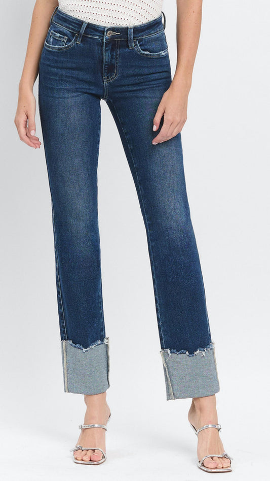 Lovervet - Mid Rise Cuffed Slim Straight Jeans
