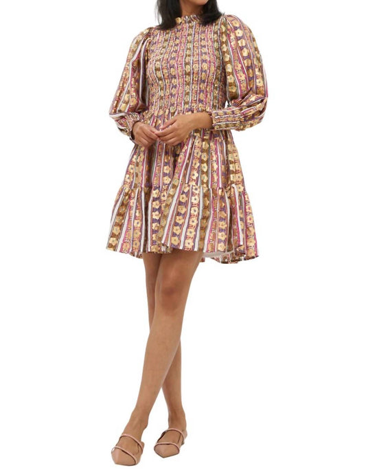 Smocked Flirty 3/4 Sleeve Mini Dress