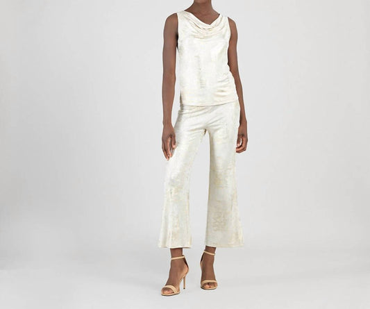 Clara Sunwoo - Foil Sheen Cowl Neck Draped Tank Top