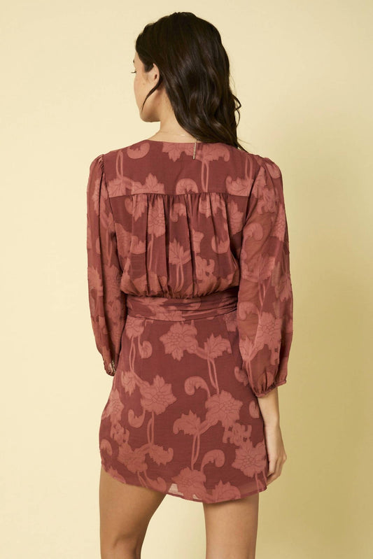 Gilli - Rose Balloon Sleeve Wrap Mini Dress