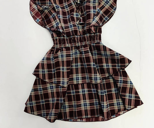 Girls' Plaid Chiffon Dress